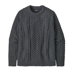 Patagonia Unisex Cable Knit Crewneck Sweater - Recycled Wool & Recycled Nylon Hex Grey Shirt