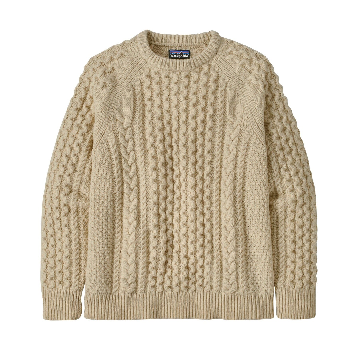 Patagonia Unisex Cable Knit Crewneck Sweater - Recycled Wool & Recycled Nylon Natural Shirt