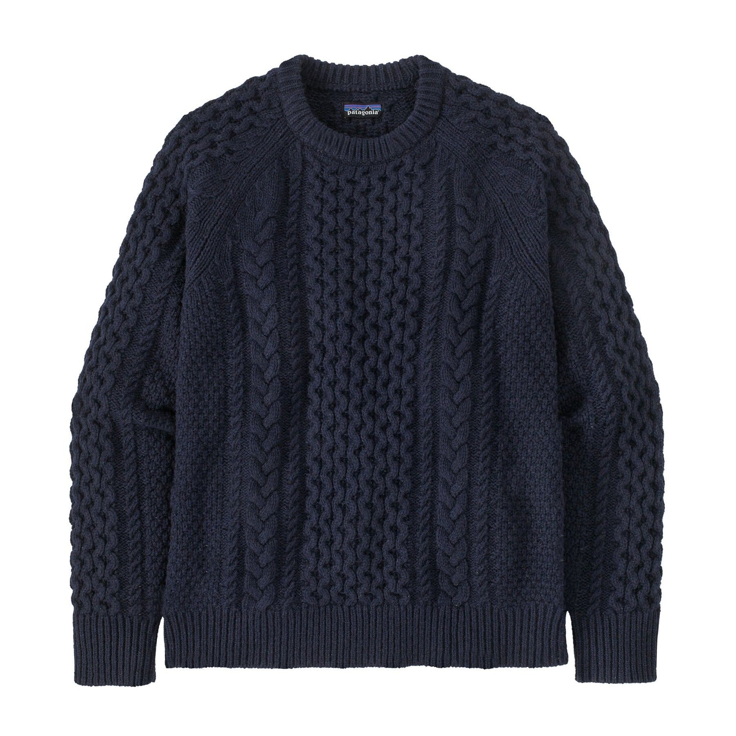 Patagonia Unisex Cable Knit Crewneck Sweater - Recycled Wool & Recycled Nylon New Navy Shirt