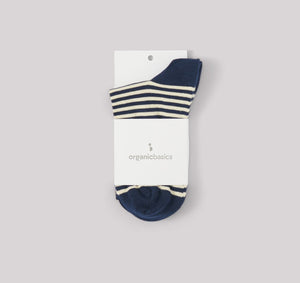 Organic Basics Unisex Color Striped Socks - Organic cotton Navy