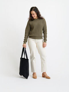 Pure Waste Unisex Fisherman Sweater - Recycled Cotton & Recycled Polyester Khaki Green Shirt