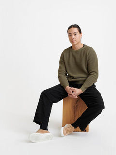 Pure Waste Unisex Fisherman Sweater - Recycled Cotton & Recycled Polyester Khaki Green Shirt