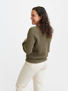Pure Waste Unisex Fisherman Sweater - Recycled Cotton & Recycled Polyester Khaki Green Shirt