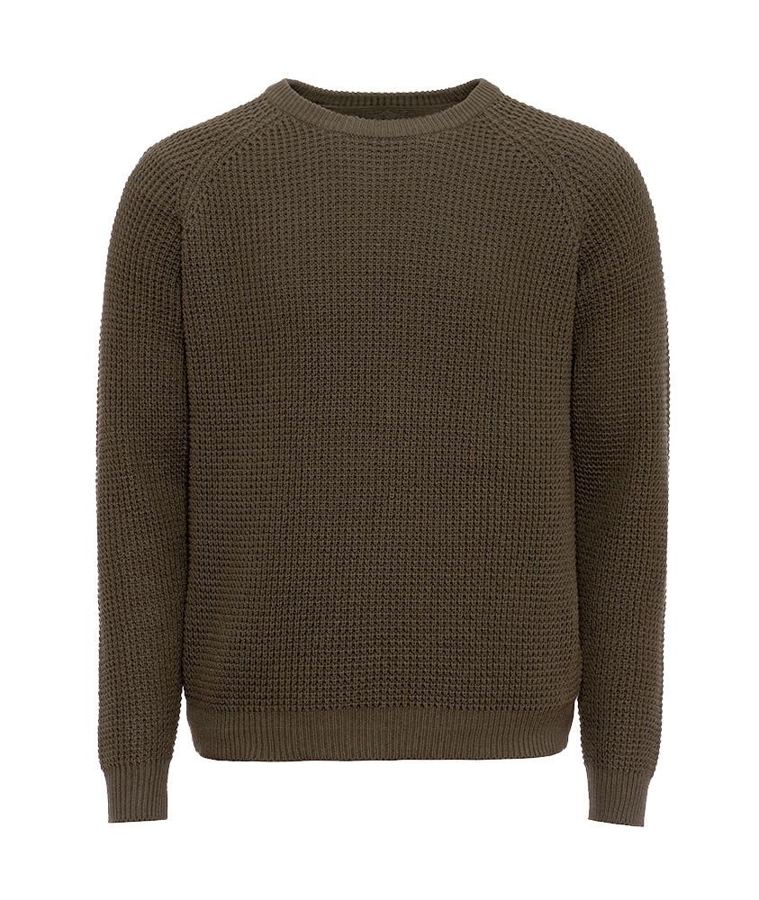 Pure Waste Unisex Fisherman Sweater - Recycled Cotton & Recycled Polyester Khaki Green Shirt