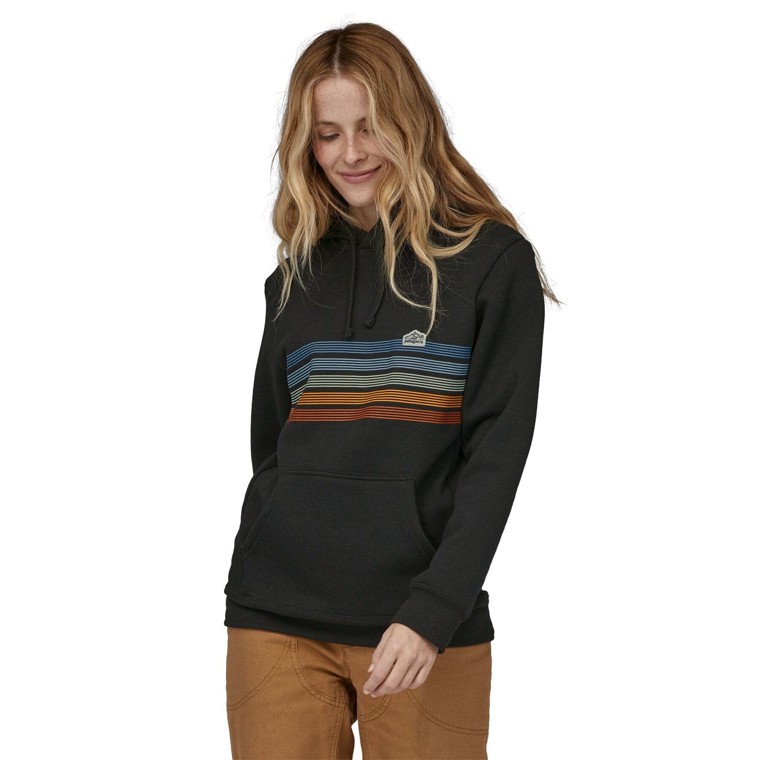 Patagonia Unisex Line Logo Ridge Stripe Uprisal Hoody - Recycled Polyester & Recycled Cotton Ink Black Shirt