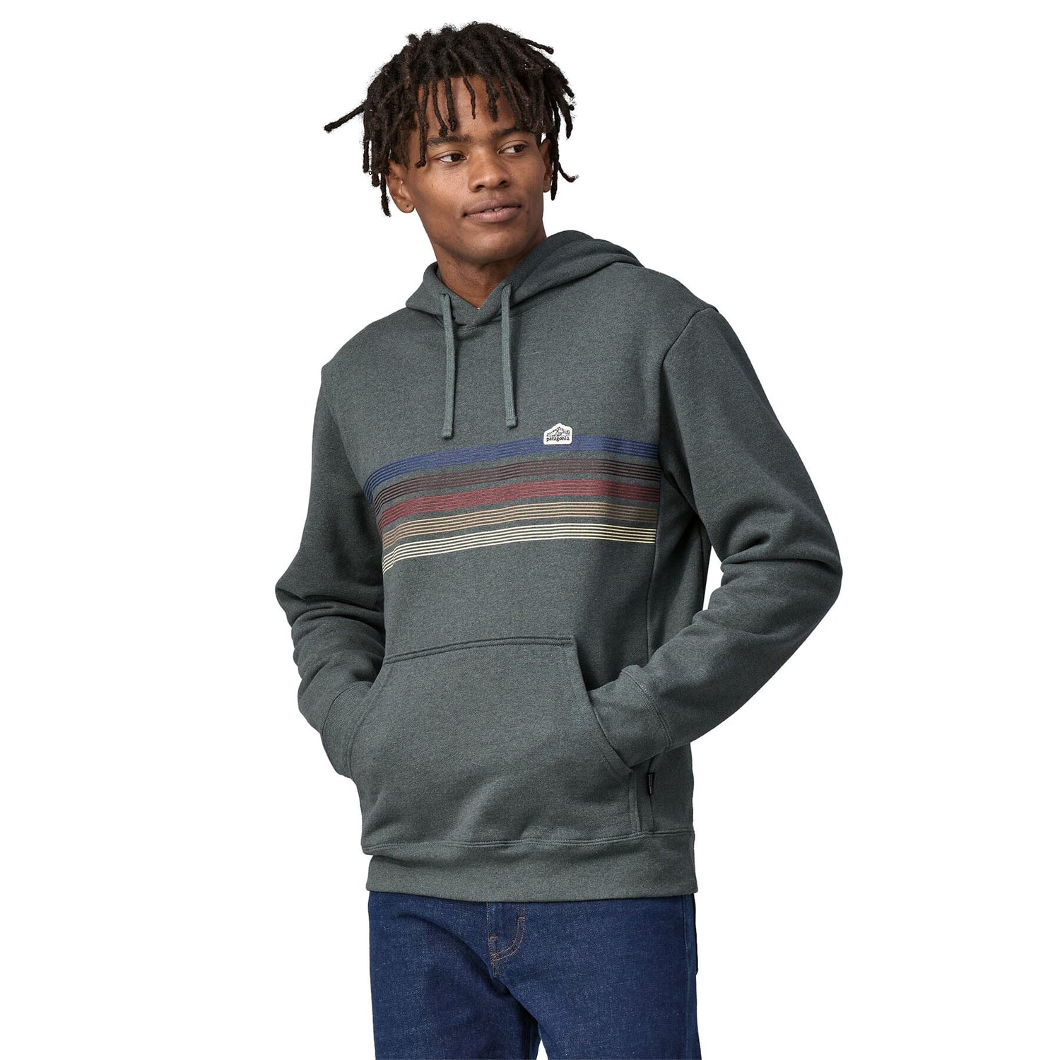 Patagonia Unisex Line Logo Ridge Stripe Uprisal Hoody - Recycled Polyester & Recycled Cotton Nouveau Green Shirt