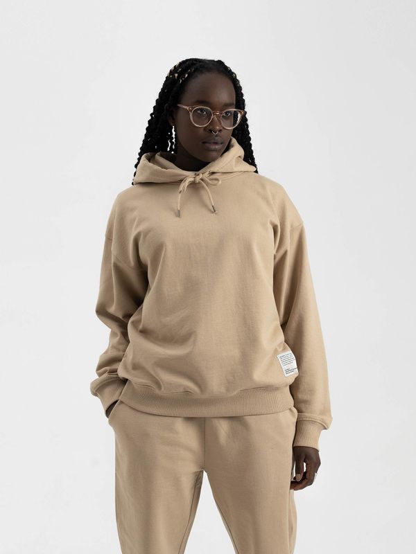 Pure Waste Unisex Loose Fit Hoodie - Recycled cotton & Recycled polyester Sand Shirt