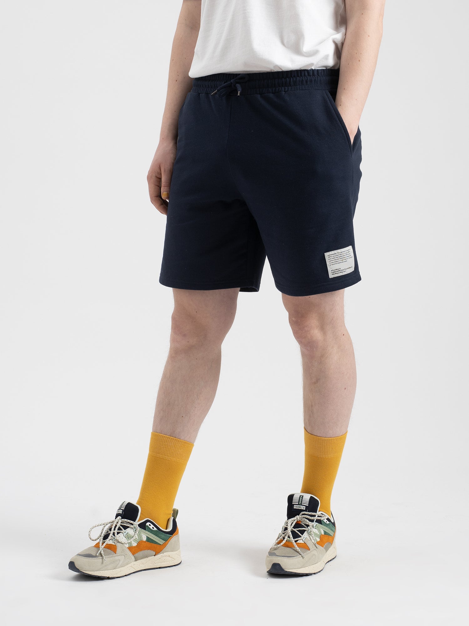 Pure Waste Unisex Loose Fit Sweatshorts - Recycled cotton & Recycled polyester Solid Navy Pants