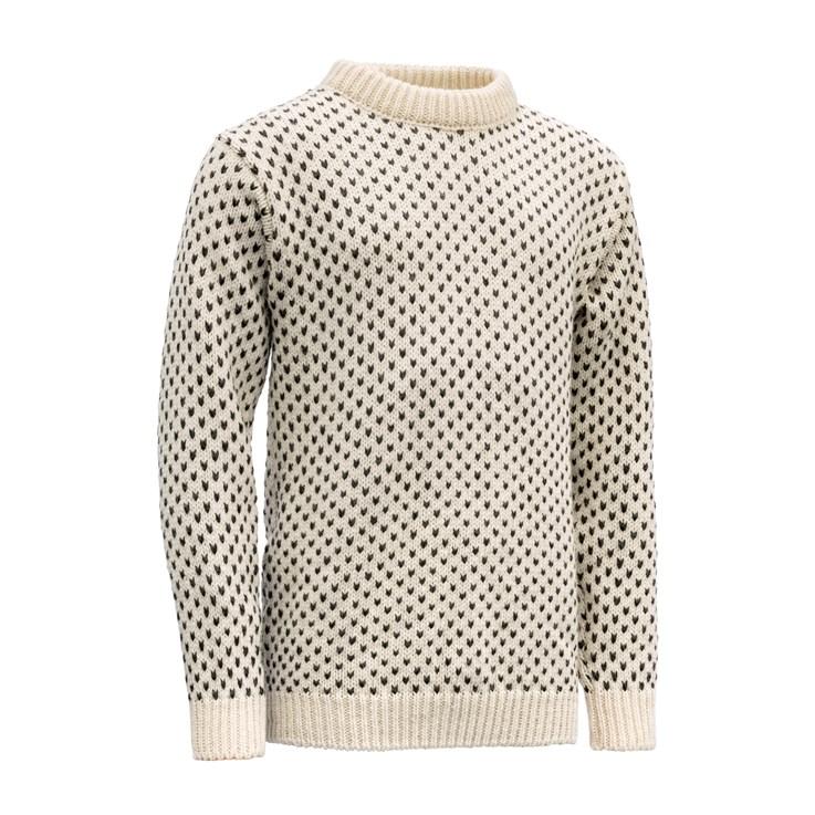 Devold Unisex Nordsjo Sweater Crew Neck - 100% Norwegian Wool Off White Shirt