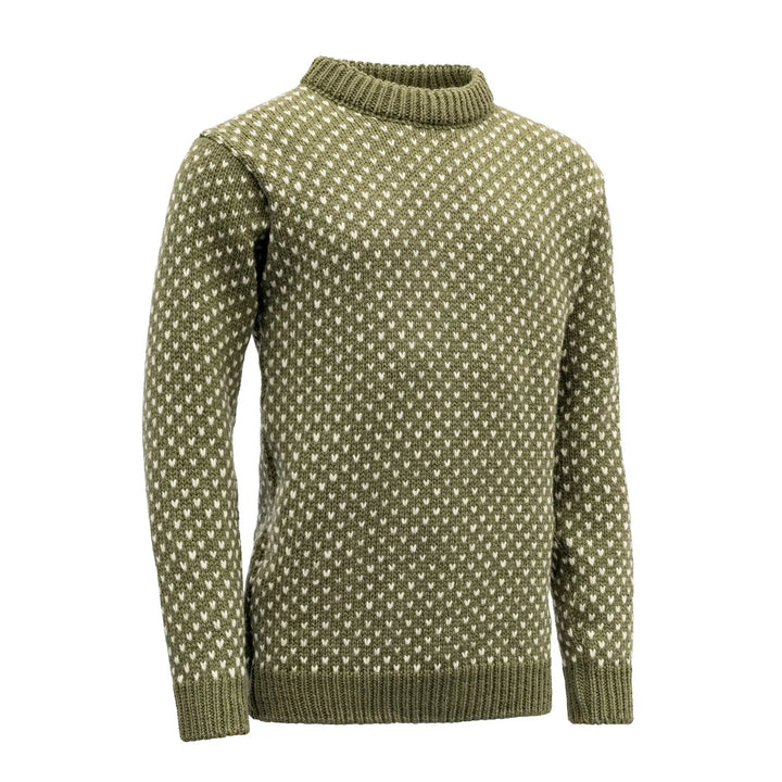 Unisex Nordsjo Sweater Crew Neck - 100% Norwegian Wool Shirt Devold Olive XS