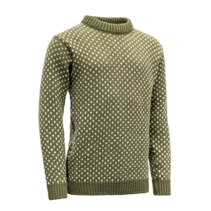 Devold Unisex Nordsjo Sweater Crew Neck - 100% Norwegian Wool Olive