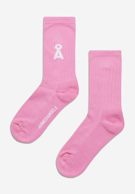 Armedangels Unisex Saamus Bold socks - Organic cotton mix Raspberry Pink Socks