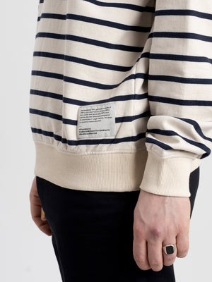 Pure Waste Unisex Striped Loose Fit Sweatshirt - Recycled cotton & Recycled polyester Solid Navy