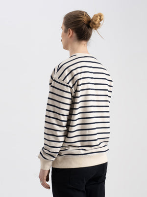 Pure Waste Unisex Striped Loose Fit Sweatshirt - Recycled cotton & Recycled polyester Solid Navy