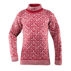 Devold Unisex Svalbard Sweater High Neck - 100% Norwegian Wool Hindberry / OffWhite Shirt