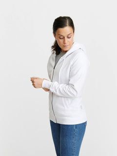 Pure Waste Unisex Zip Hoodie Raglan - Recycled Cotton & Recycled Polyester White Shirt