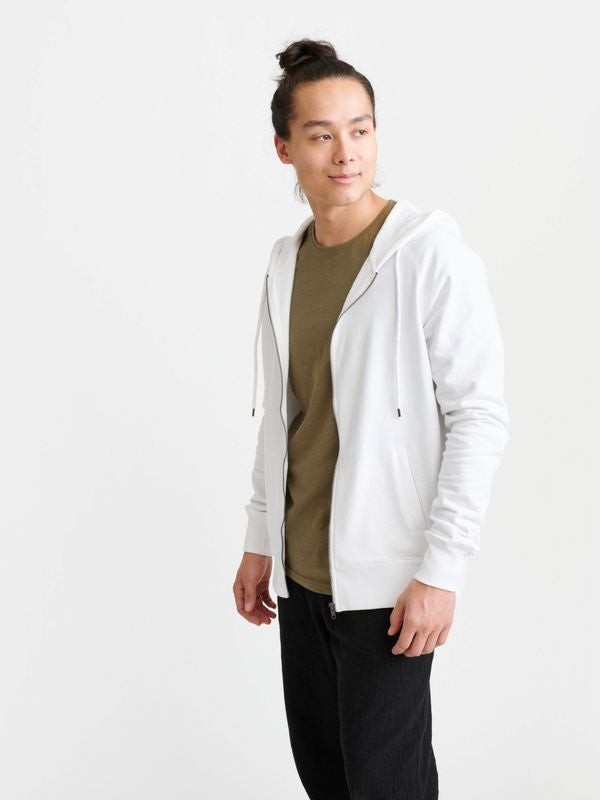 Pure Waste Unisex Zip Hoodie Raglan - Recycled Cotton & Recycled Polyester White Shirt