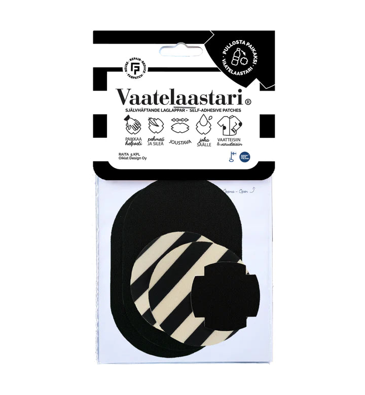Vaatelaastari - Vaatelaastari Raita 5pcs - FabPatch from recycled polyester - Weekendbee - sustainable sportswear