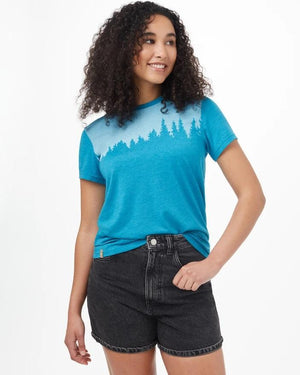 Tentree W's Juniper SS Tee - Made From Recycled Polyester & Organic Cotton Blue Lake Blue Heather