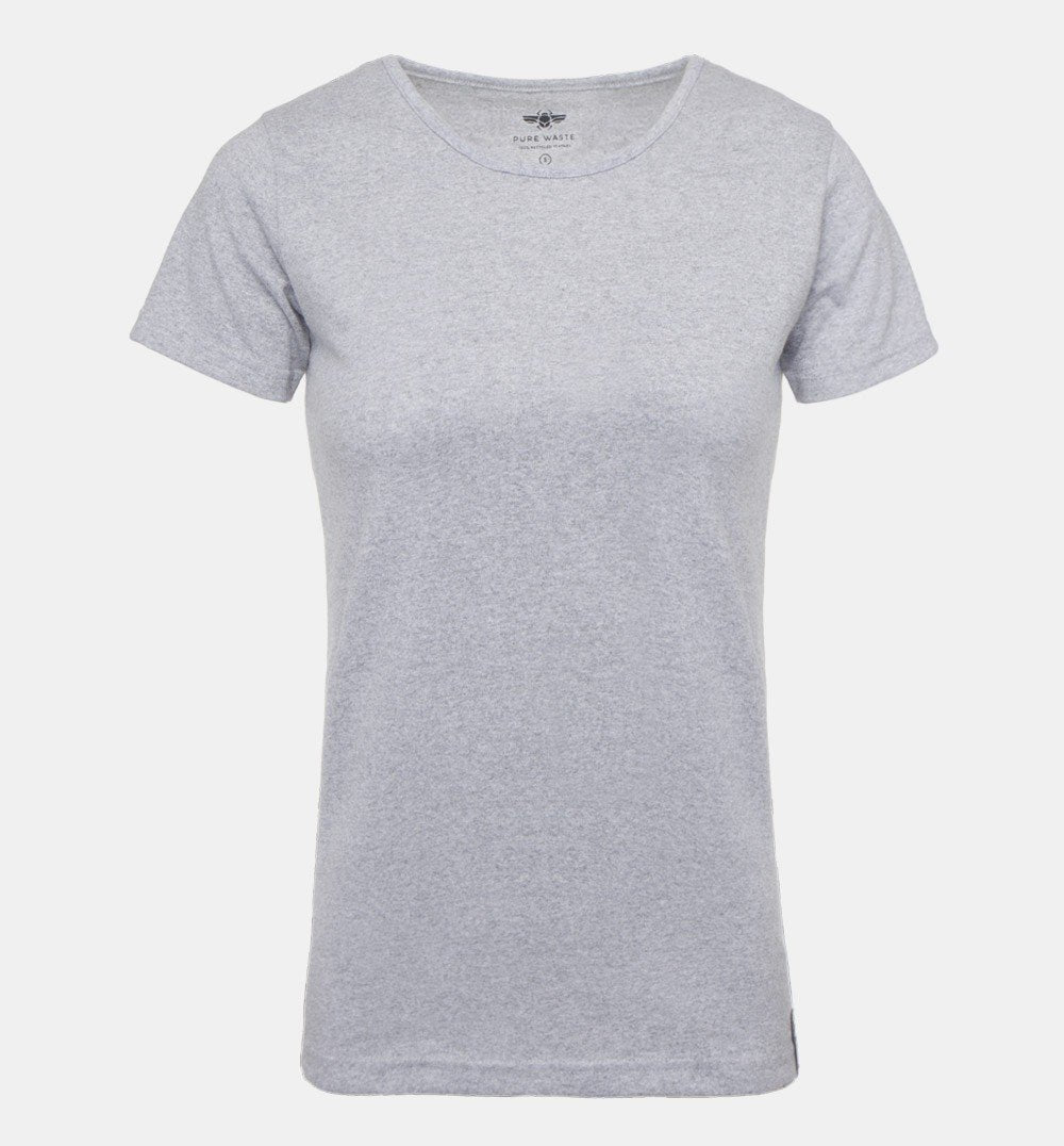 Pure Waste W's O-neck T-shirt - Recycled Cotton & Recycled Polyester Grey Shirt