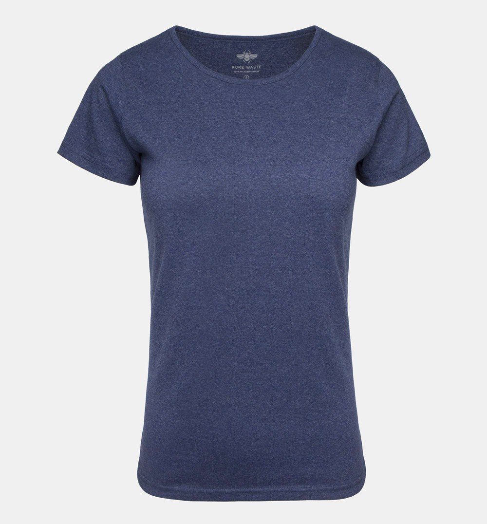 Pure Waste W's O-neck T-shirt - Recycled Cotton & Recycled Polyester Navy Melange Shirt