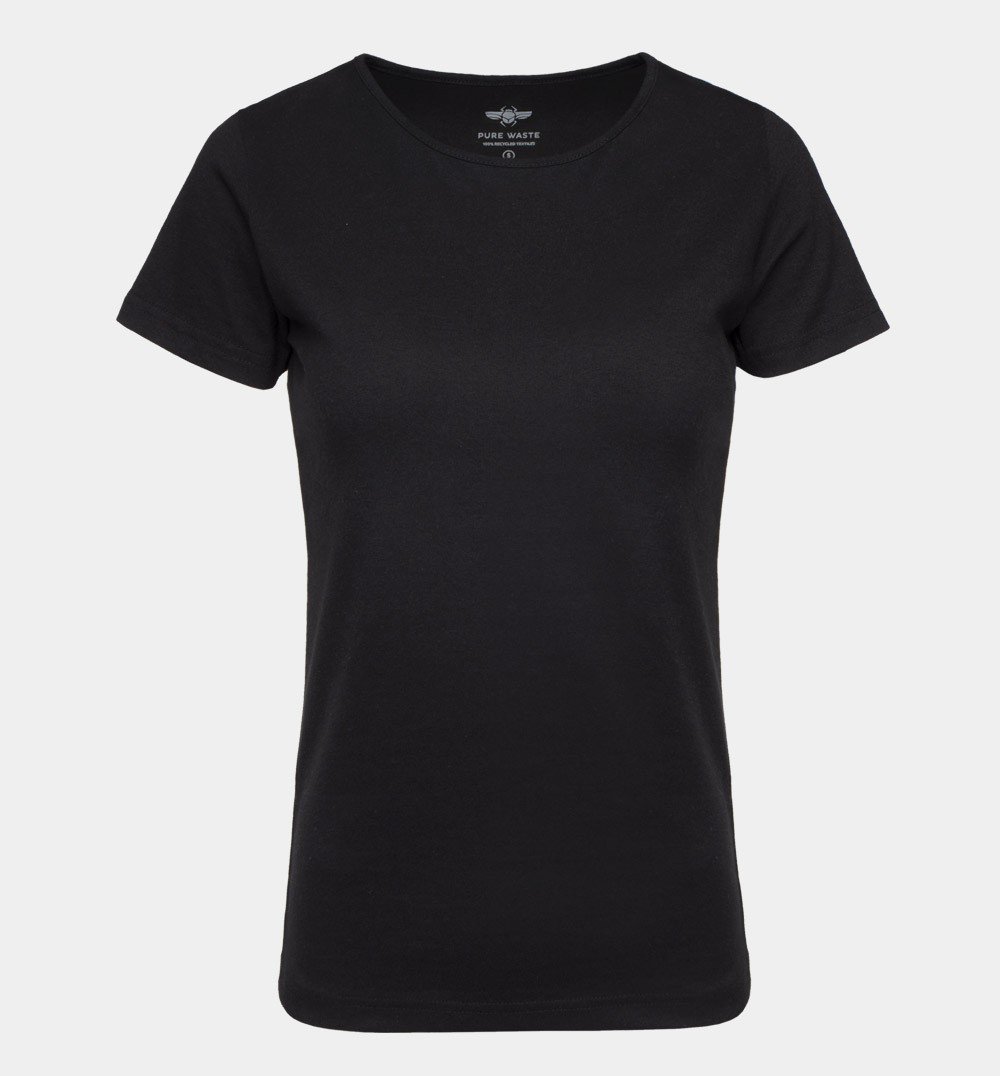 Pure Waste W's O-neck T-shirt - Recycled Cotton & Recycled Polyester Black Shirt