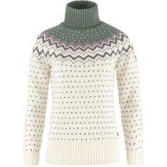 Fjällräven Women's Övik Knit Roller Neck Sweater - 100% Wool Chalk White-Patina Green Shirt