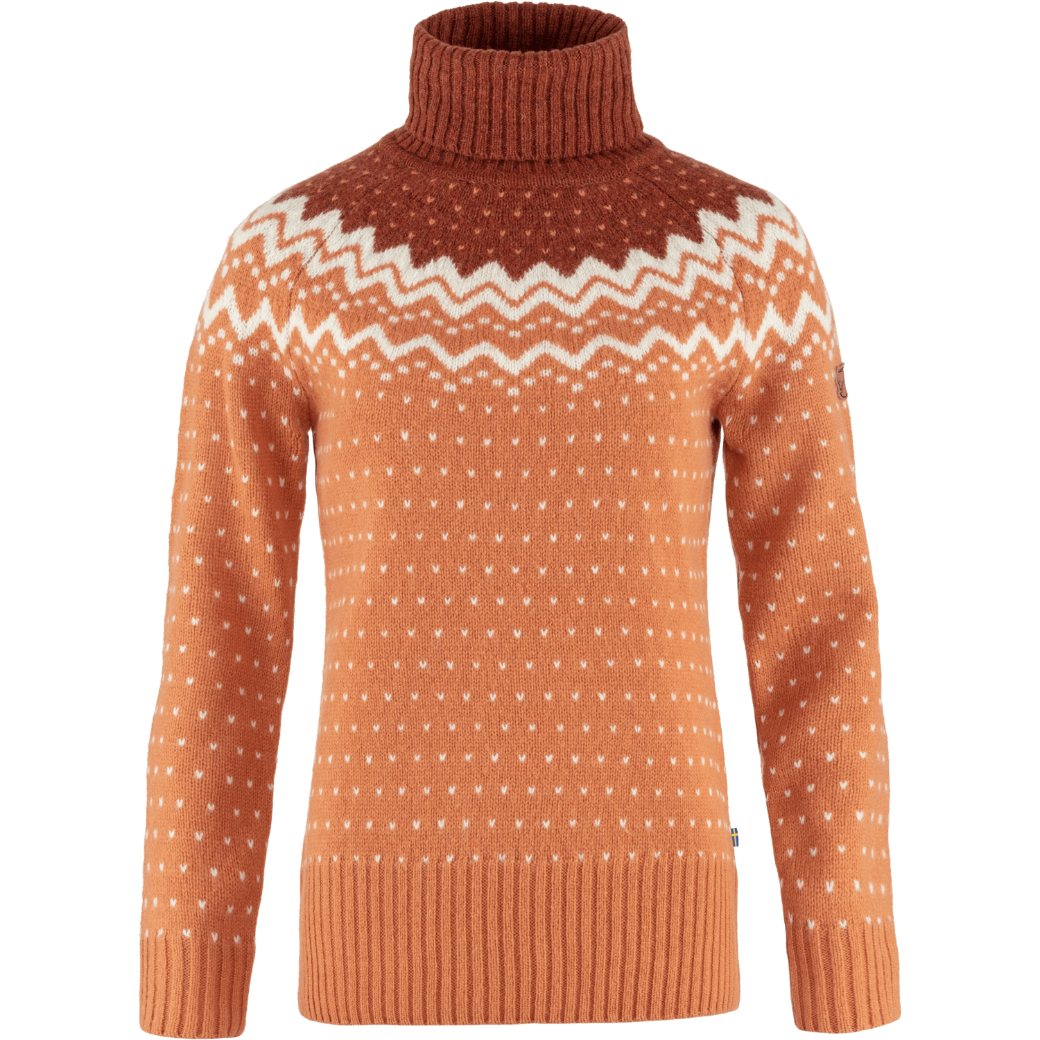 Fjällräven Women's Övik Knit Roller Neck Sweater - 100% Wool Desert Brown-Autumn Leaf Shirt