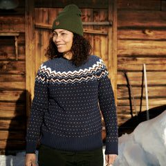 Fjällräven Women's Övik Knit Sweater - 100% Wool Deep Forest Shirt