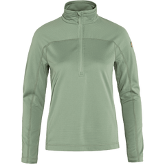 Fjällräven W's Abisko Lite Fleece Half Zip - 100% Recycled polyester Misty Green Shirt