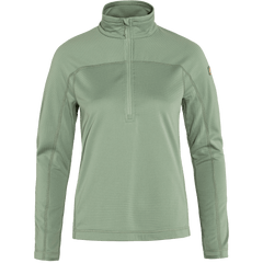 Fjällräven W's Abisko Lite Fleece Half Zip - 100% Recycled polyester Misty Green Shirt