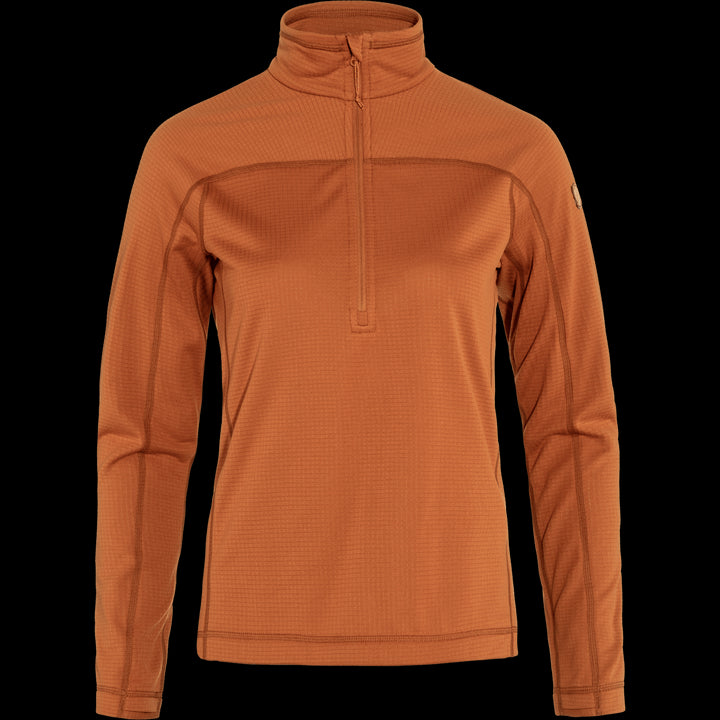 W's Abisko Lite Fleece Half Zip - 100% Recycled polyester Shirt Fjällräven Terracotta Brown S