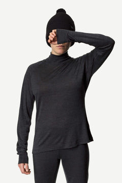Houdini W's Activist Turtleneck - Tencel and Merino Wool True Black Shirt