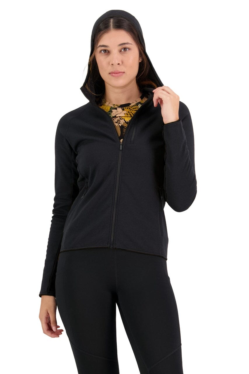 Mons Royale W's Approach Gridlock Hood - Merino Wool & Recycled polyester Black Jacket