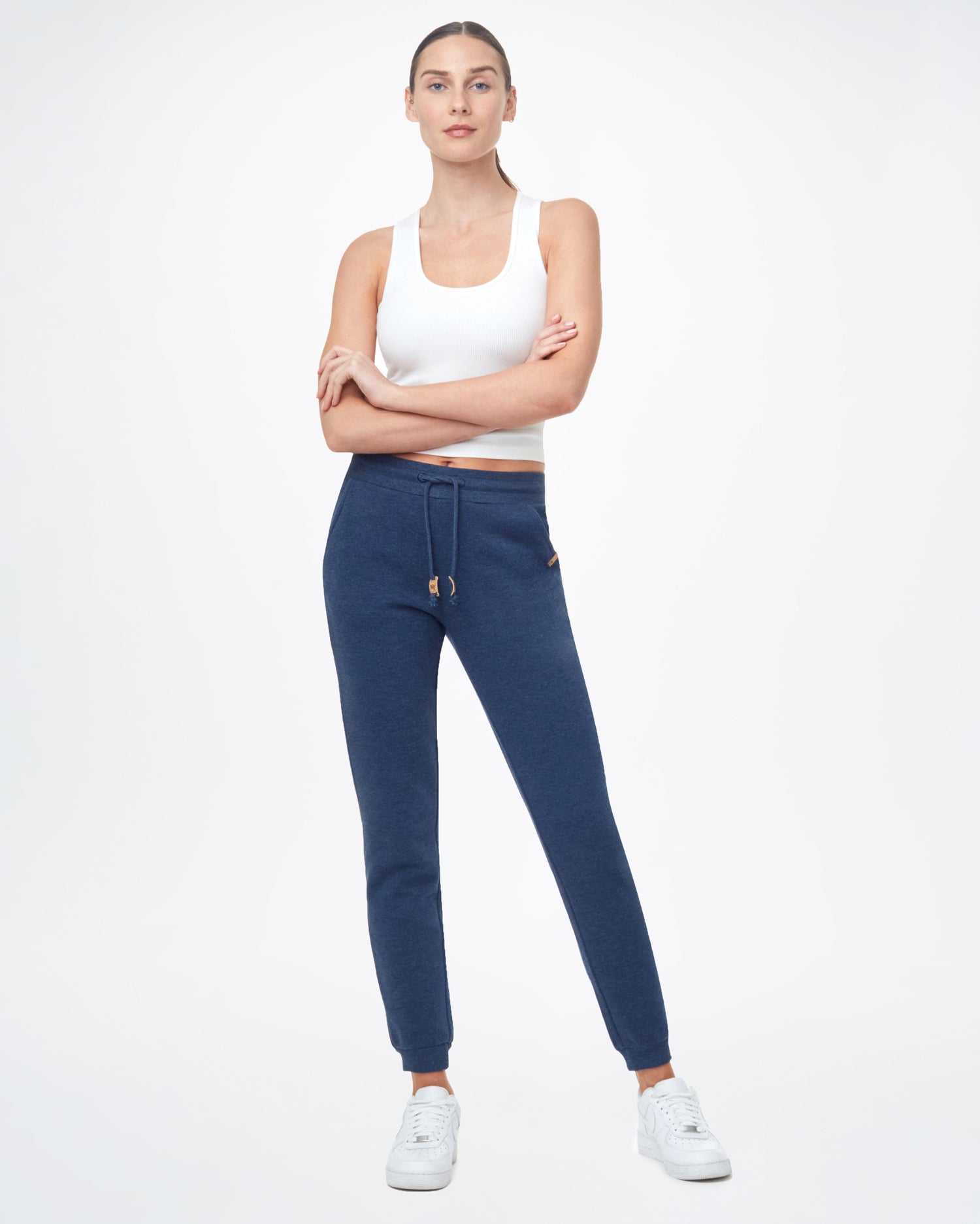 Tentree W's Bamone Sweatpant - Made From Recycled Polyester & Organic Cotton Dress Blue Heather Pants