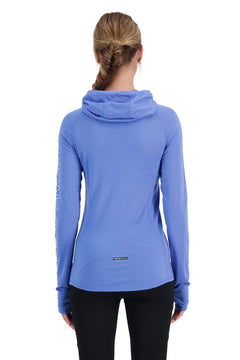 Mons Royale W's Bella Tech Hoodie - Mulesing-free Merino wool Cornflower Shirt