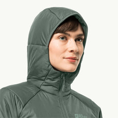 Jack Wolfskin W's Bergland Ins Hoody insulated jacket - Recycled materials Hedge Green Jacket