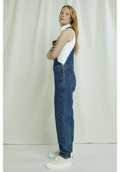 People Tree W's Brooklyn Denim Dungarees - Organic Cotton Blue Onepieces