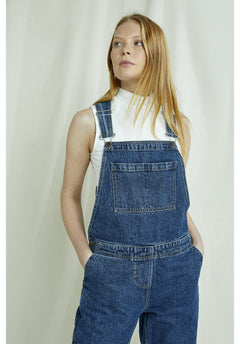 People Tree W's Brooklyn Denim Dungarees - Organic Cotton Blue Onepieces
