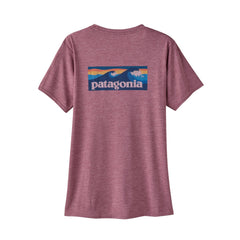 Patagonia W's Cap Cool Daily Graphic Shirt - Waters - Recycled Polyester Boardshort Logo: Milkweed Mauve X-Dye Shirt