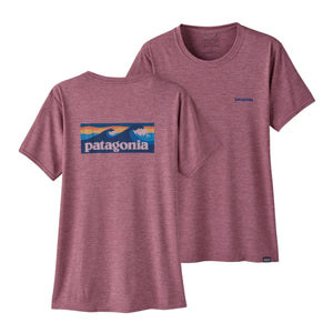 Patagonia W's Cap Cool Daily Graphic Shirt - Waters - Recycled Polyester Boardshort Logo: Evening Mauve X-Dye
