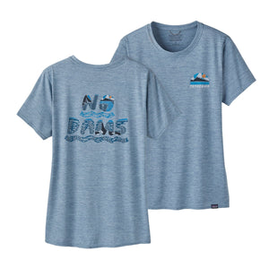 Patagonia W's Cap Cool Daily Graphic Shirt - Waters - Recycled Polyester No Dams Orca: Steam Blue X-Dye