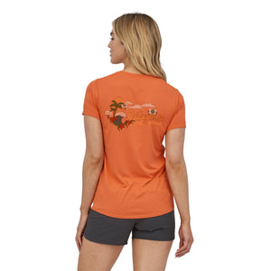Patagonia W's Capilene® Cool Daily Graphic T-Shirt - Recycled Polyester Palm Protest: Tigerlily Orange X-Dye