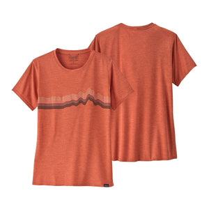 Patagonia W's Capilene® Cool Daily Graphic T-Shirt - Recycled Polyester Ridge Rise Stripe: Quartz Coral X-Dye