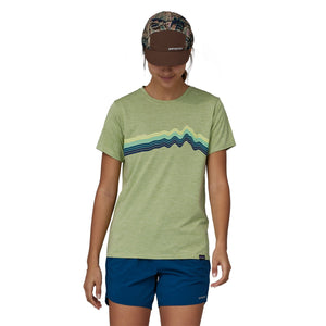 Patagonia W's Capilene® Cool Daily Graphic T-Shirt - Recycled Polyester Ridge Rise Stripe: Salvia Green X-Dye