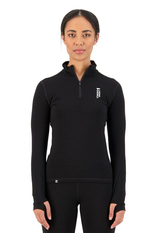 Mons Royale W's Cascade Merino Flex 1/4 Zip - Merino Wool Black Shirt