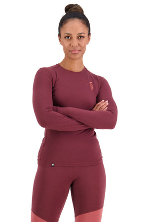 Mons Royale W's Cascade Merino Flex LS - Merino Wool Dark Chocolate