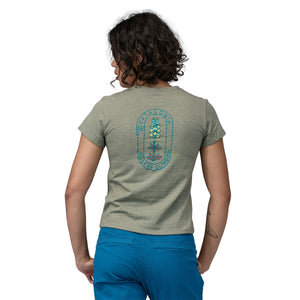 Patagonia W's Clean Climb Bloom Pocket Responsibili-Tee - Recycled Cotton & Recycled Polyester Sleet Green