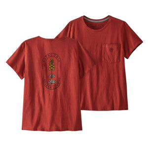 Patagonia W's Clean Climb Bloom Pocket Responsibili-Tee - Recycled Cotton & Recycled Polyester Burl Red