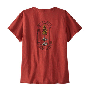 Patagonia W's Clean Climb Bloom Pocket Responsibili-Tee - Recycled Cotton & Recycled Polyester Burl Red